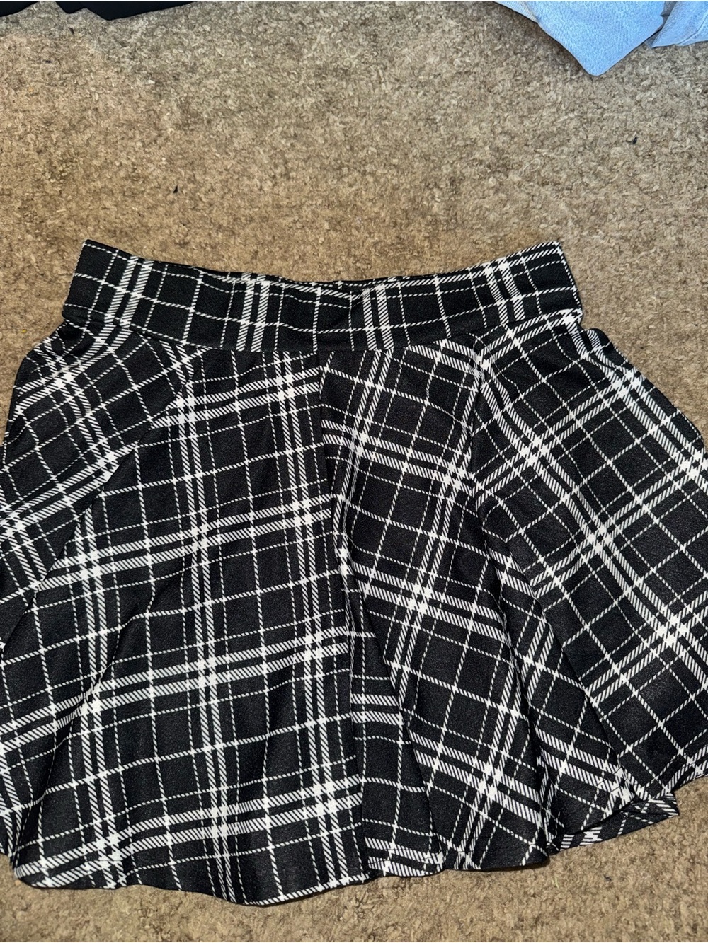 Black & White Plaid Skater Skirt - Women